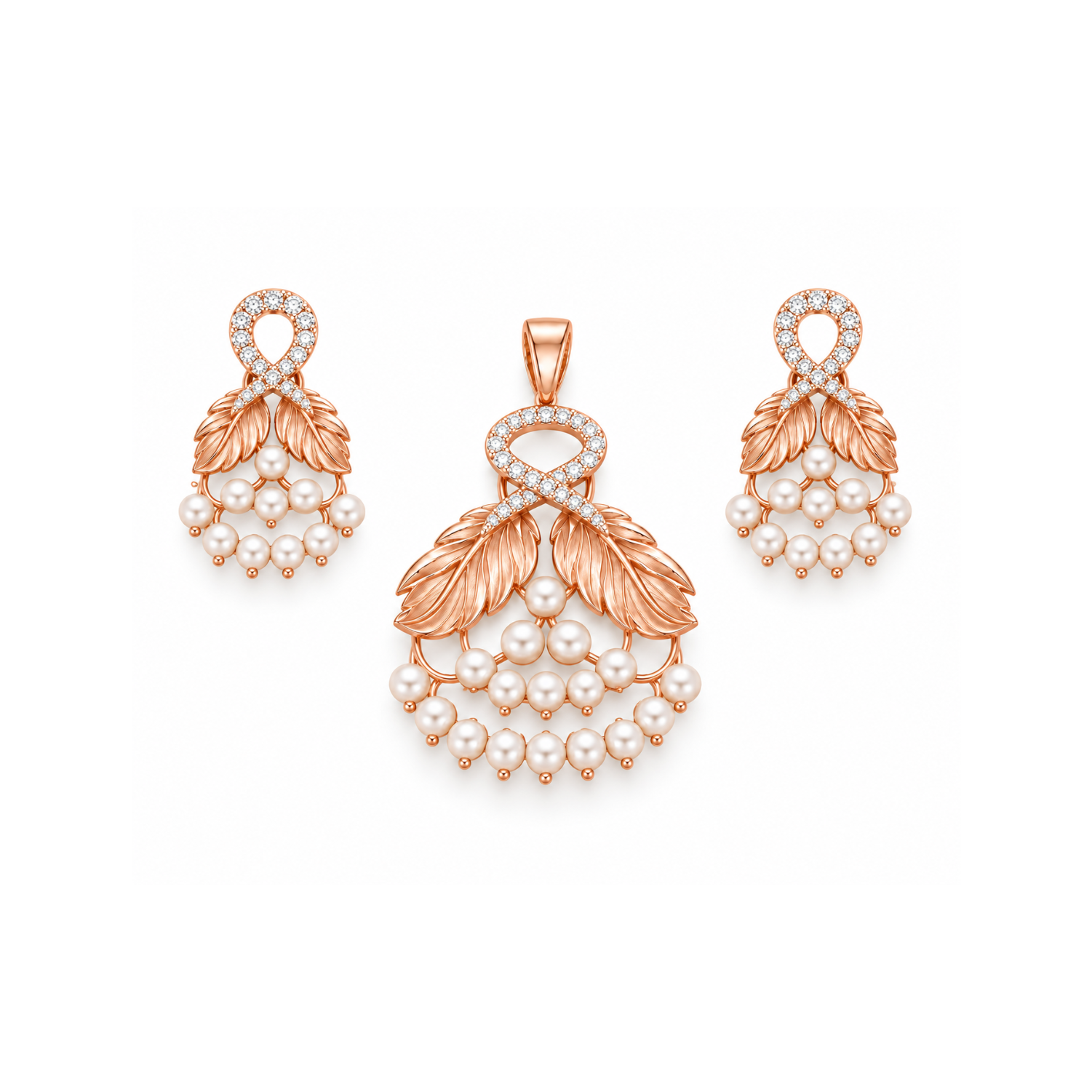 MOTHER PEARL FLORA PENDANT SET — Gold jewellery