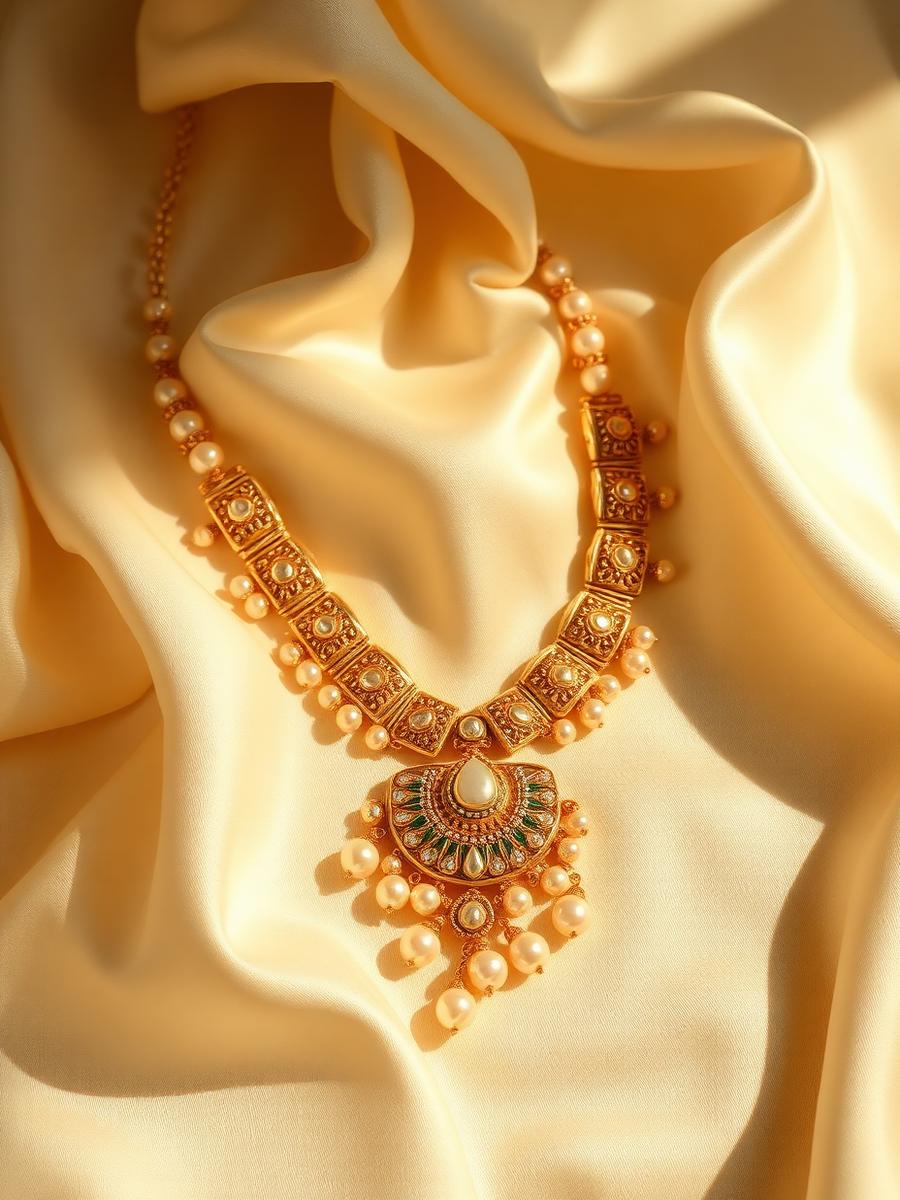 Bridal gold necklace with pearl detailing