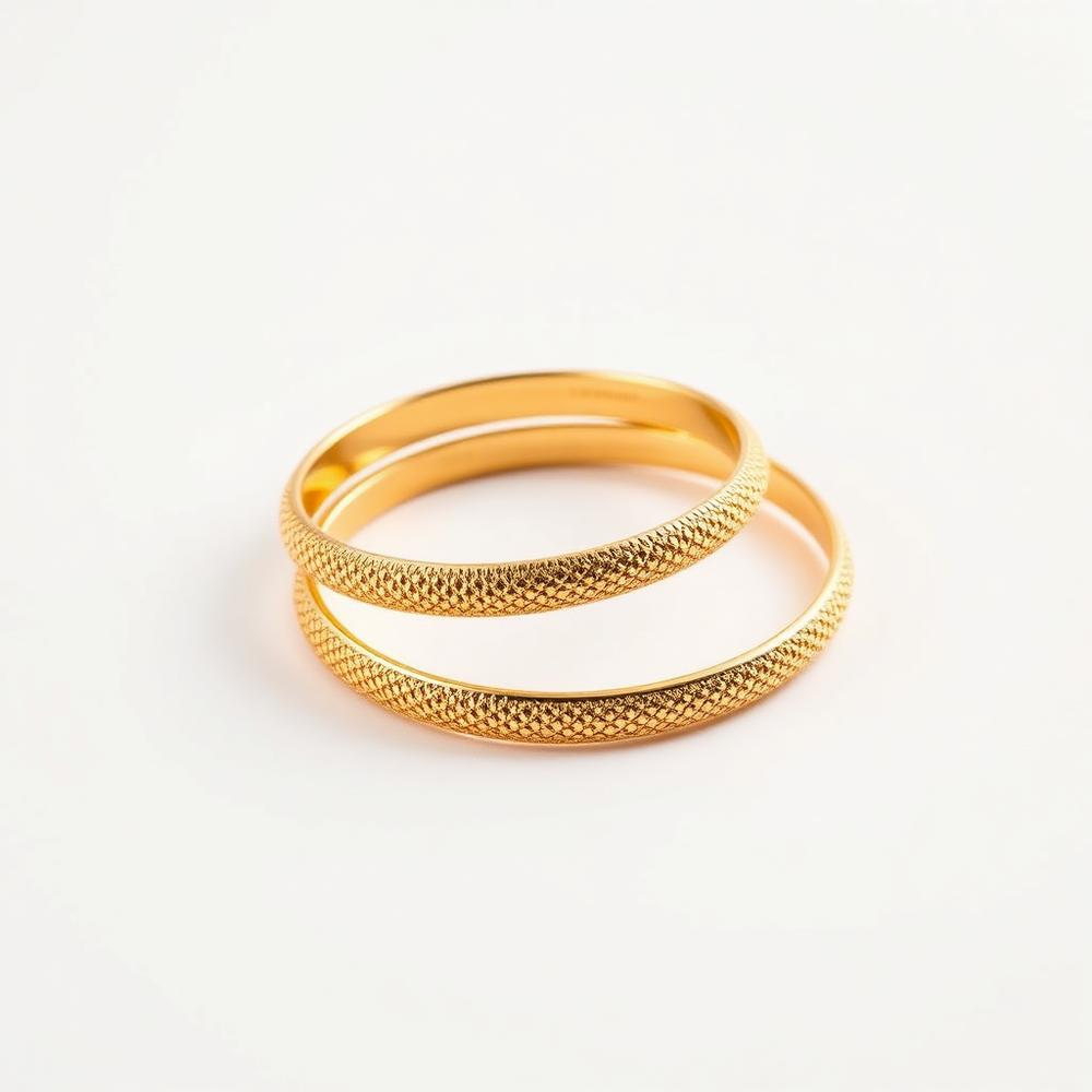 Hand-finished gold bangle pair